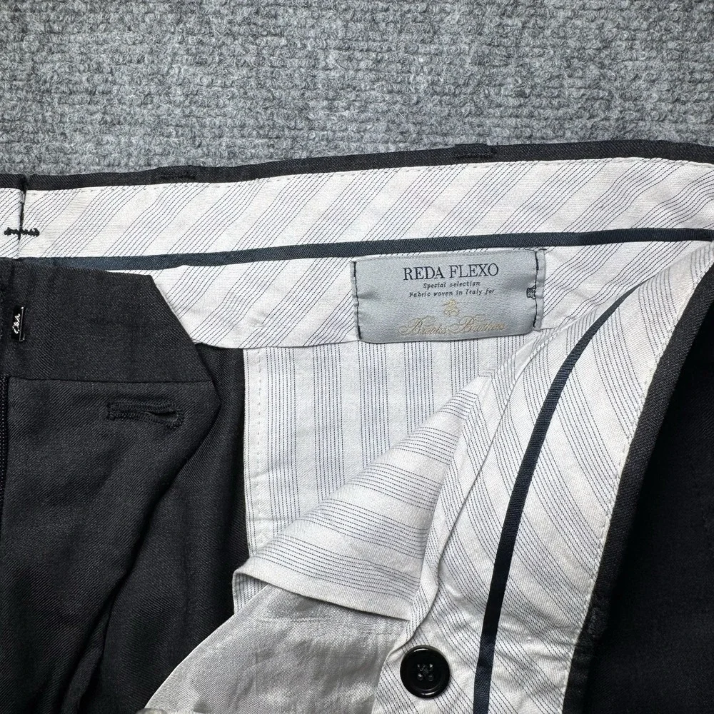 Brooks Brothers 1818 Madison Fit Reda Flexo Merino Wool Dress Pants 36x28 Black